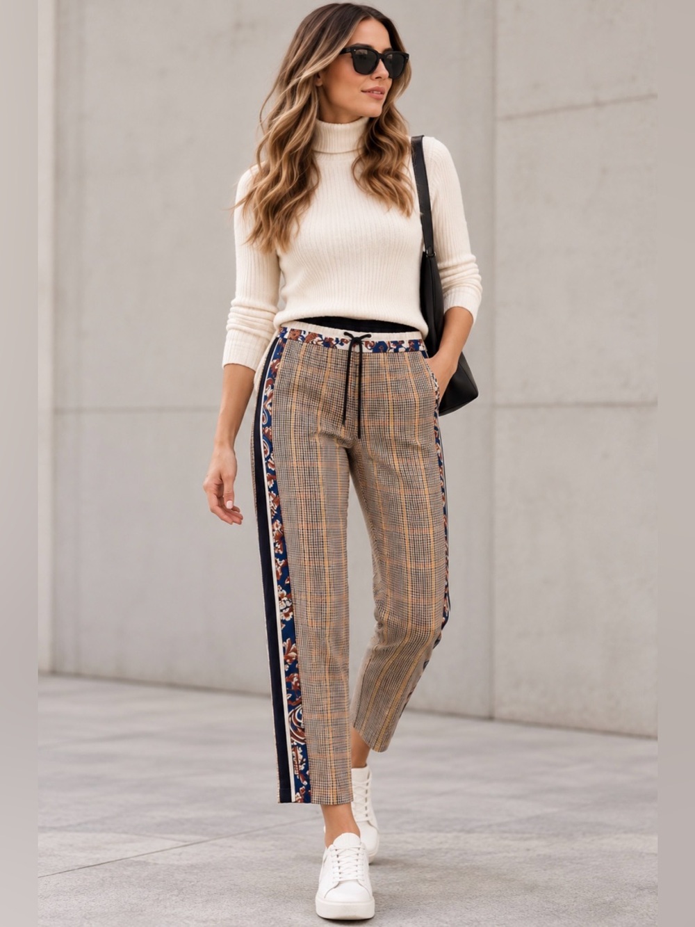 3.1 Phillip Lim Plaid Floral Side Stripe Pants Size 2 Designer